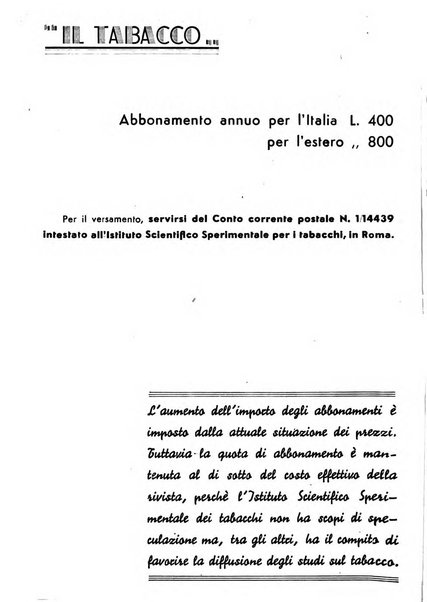 Il tabacco organo dell'industria e del commercio del tabacco