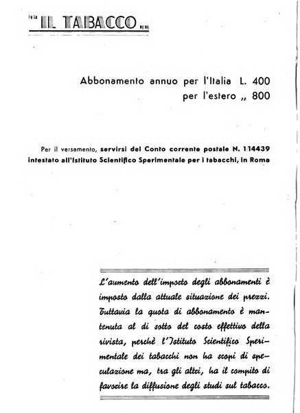 Il tabacco organo dell'industria e del commercio del tabacco