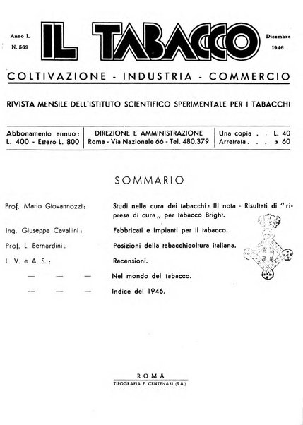 Il tabacco organo dell'industria e del commercio del tabacco