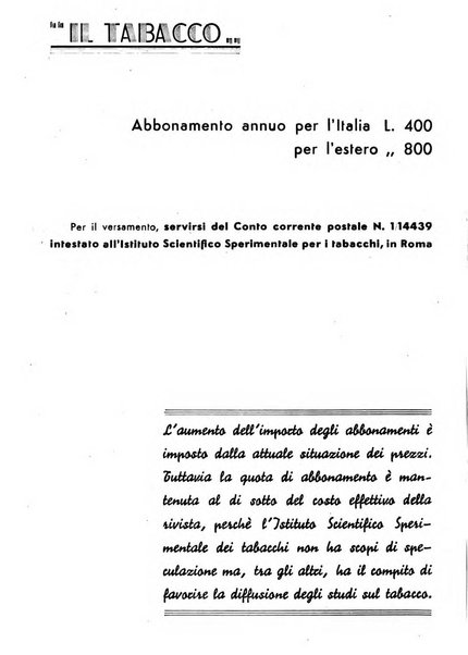 Il tabacco organo dell'industria e del commercio del tabacco