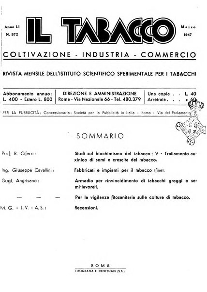 Il tabacco organo dell'industria e del commercio del tabacco