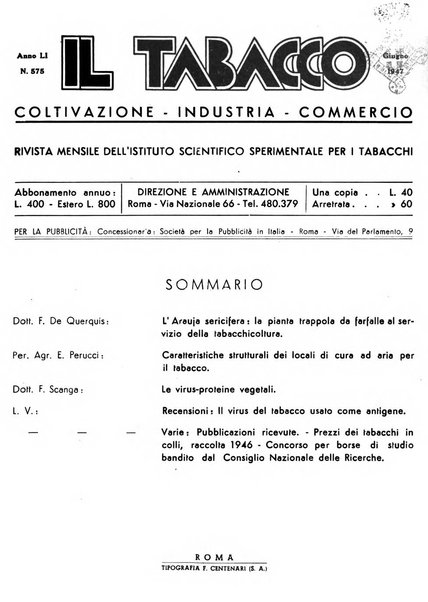 Il tabacco organo dell'industria e del commercio del tabacco