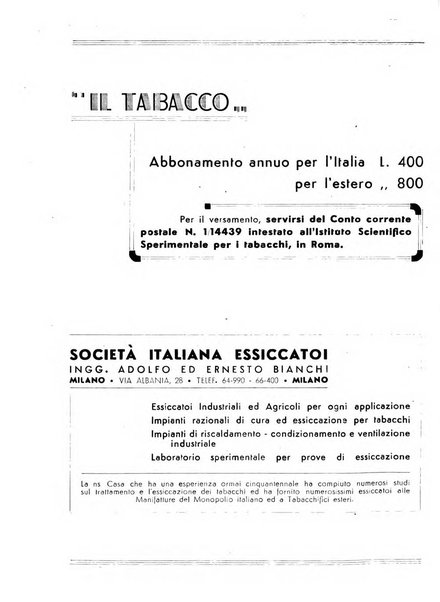 Il tabacco organo dell'industria e del commercio del tabacco