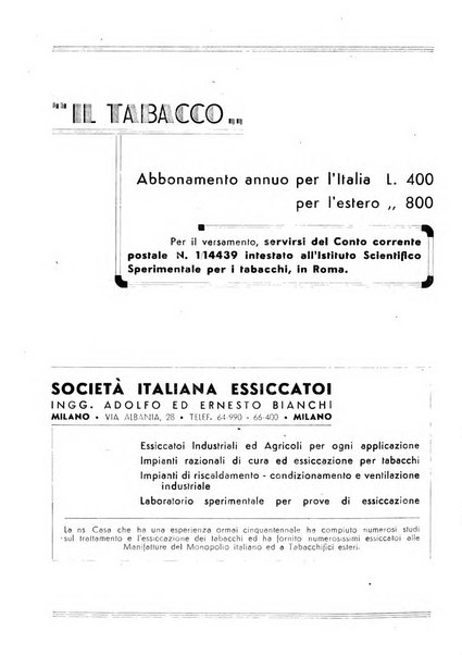 Il tabacco organo dell'industria e del commercio del tabacco