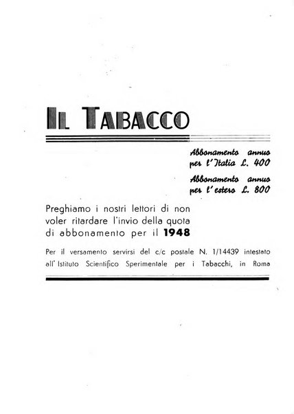 Il tabacco organo dell'industria e del commercio del tabacco