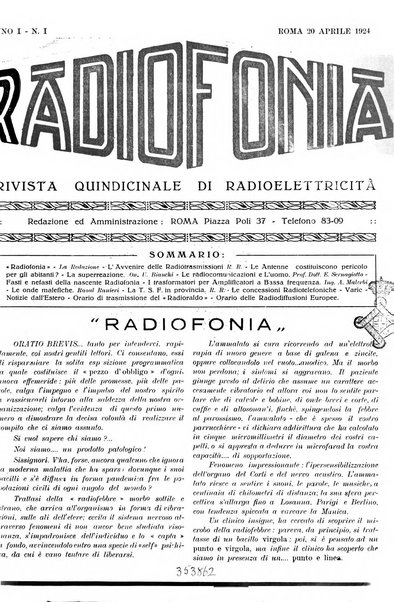 Radiofonia rivista quindicinale di radioelettricità