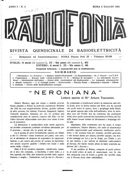 Radiofonia rivista quindicinale di radioelettricità