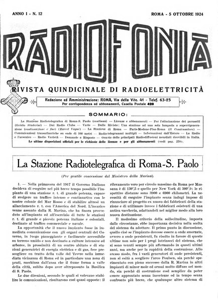 Radiofonia rivista quindicinale di radioelettricità