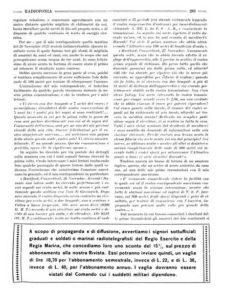 Radiofonia rivista quindicinale di radioelettricità