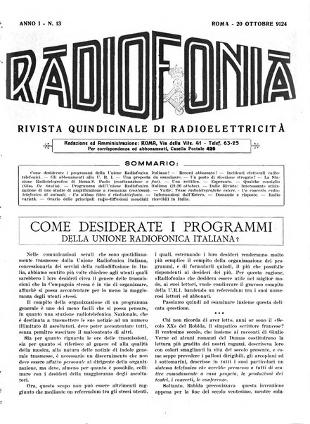 Radiofonia rivista quindicinale di radioelettricità