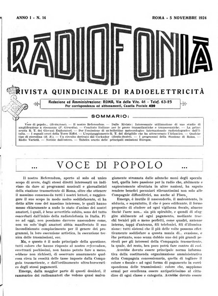 Radiofonia rivista quindicinale di radioelettricità