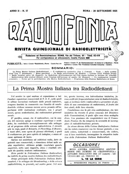 Radiofonia rivista quindicinale di radioelettricità