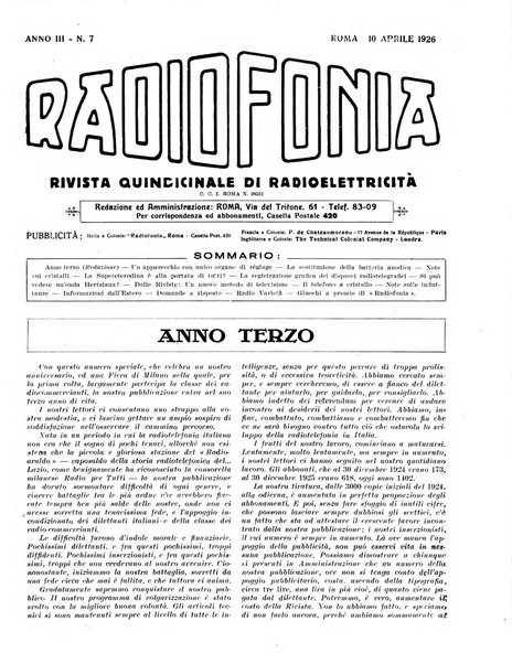 Radiofonia rivista quindicinale di radioelettricità