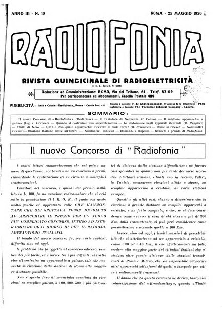 Radiofonia rivista quindicinale di radioelettricità