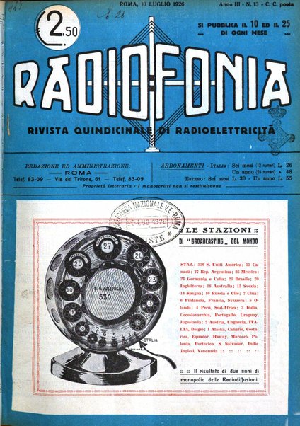 Radiofonia rivista quindicinale di radioelettricità