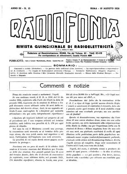 Radiofonia rivista quindicinale di radioelettricità