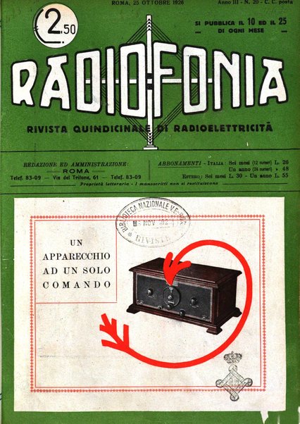 Radiofonia rivista quindicinale di radioelettricità