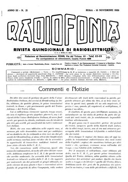 Radiofonia rivista quindicinale di radioelettricità