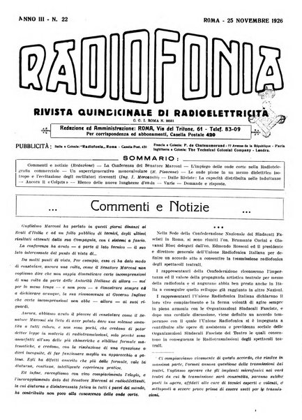 Radiofonia rivista quindicinale di radioelettricità