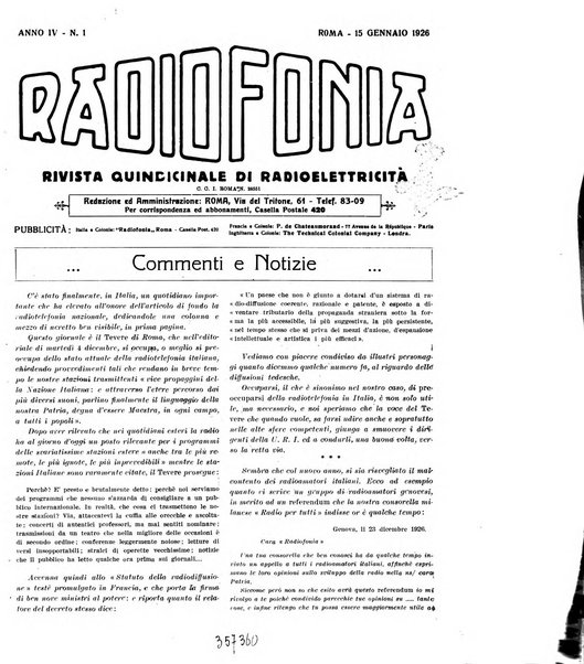 Radiofonia rivista quindicinale di radioelettricità