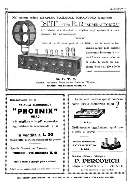 Radiofonia rivista quindicinale di radioelettricità