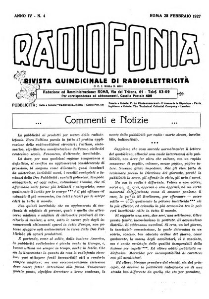 Radiofonia rivista quindicinale di radioelettricità