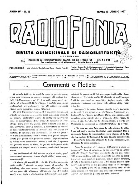 Radiofonia rivista quindicinale di radioelettricità