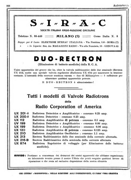 Radiofonia rivista quindicinale di radioelettricità