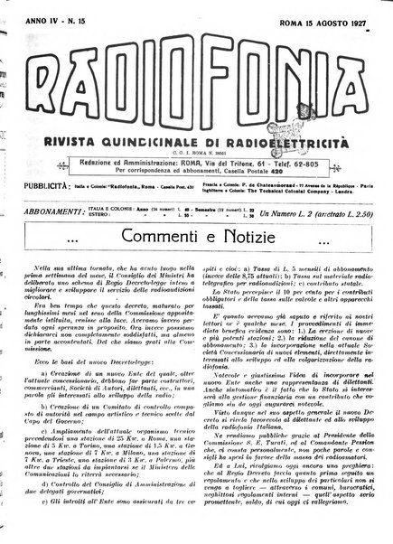 Radiofonia rivista quindicinale di radioelettricità