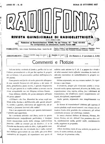 Radiofonia rivista quindicinale di radioelettricità