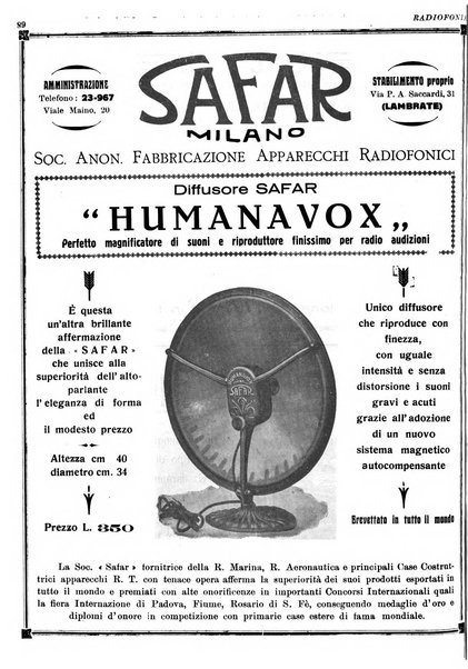 Radiofonia rivista quindicinale di radioelettricità