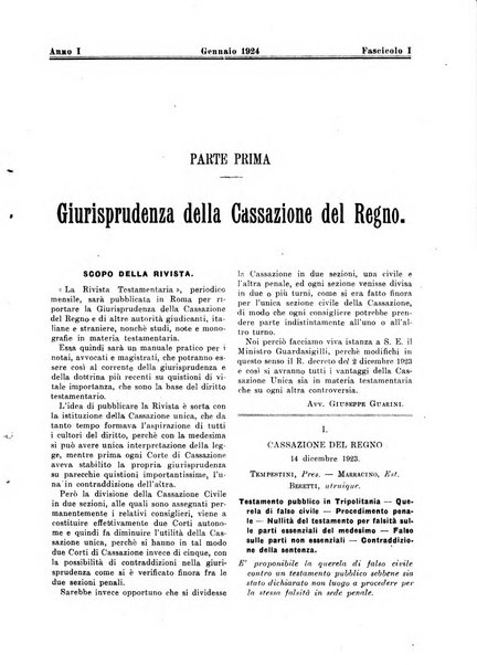 Rivista testamentaria raccolta mensile di giurisprudenza e di dottrina sulle questioni relative ai testamenti