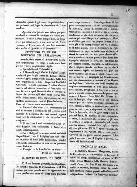 Cassandrino repubblicano : giornaletto di assoluta libertà per la grazia di Dio e del popolo