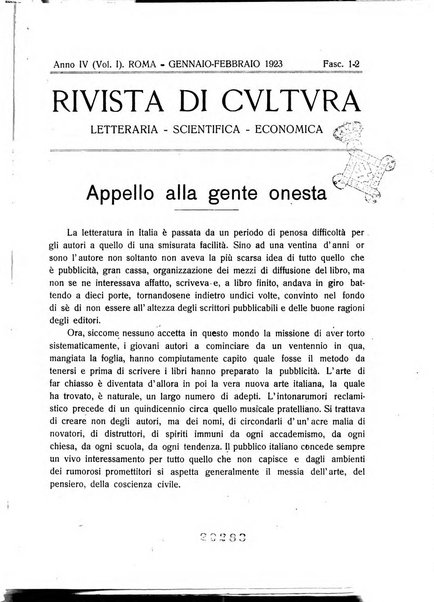 Rivista di cultura organo della Società di cultura nazionale