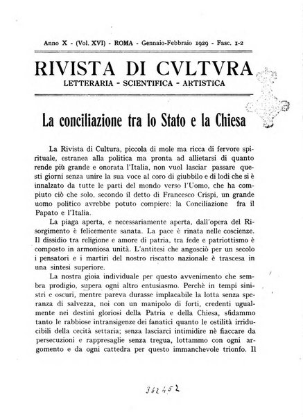 Rivista di cultura organo della Società di cultura nazionale