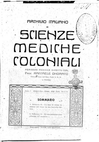 Archivio italiano di scienze mediche coloniali