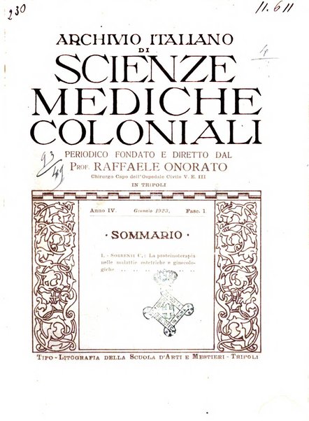 Archivio italiano di scienze mediche coloniali