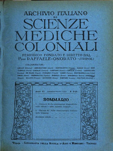 Archivio italiano di scienze mediche coloniali