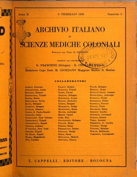 Archivio italiano di scienze mediche coloniali