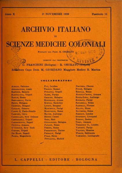 Archivio italiano di scienze mediche coloniali