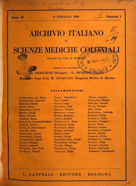 Archivio italiano di scienze mediche coloniali