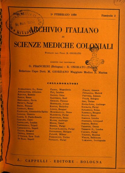 Archivio italiano di scienze mediche coloniali