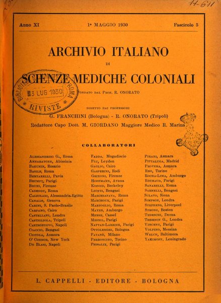 Archivio italiano di scienze mediche coloniali