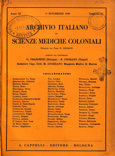 Archivio italiano di scienze mediche coloniali