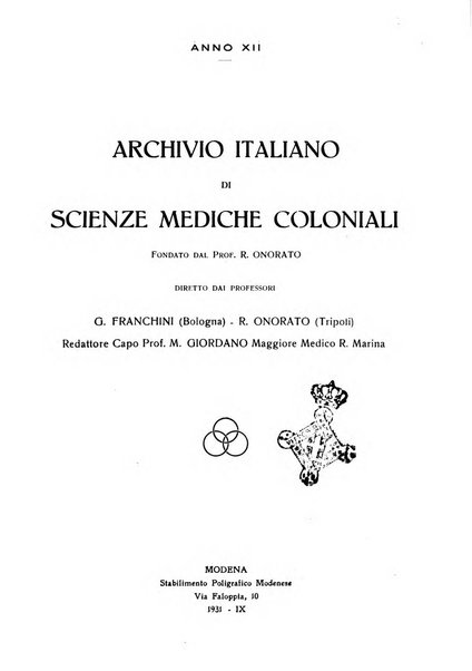 Archivio italiano di scienze mediche coloniali