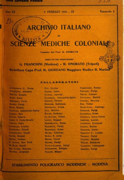 Archivio italiano di scienze mediche coloniali