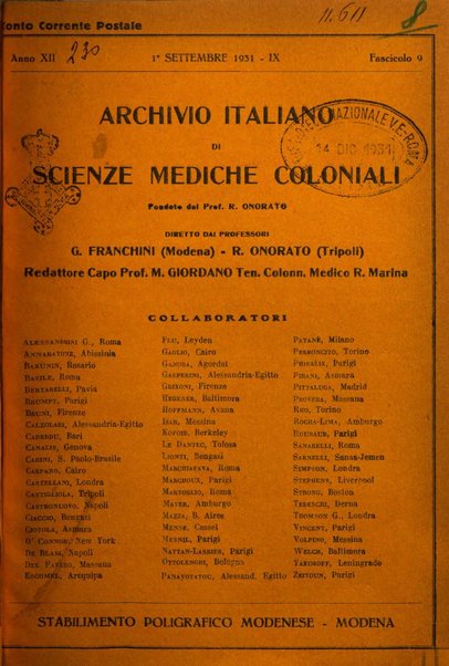 Archivio italiano di scienze mediche coloniali