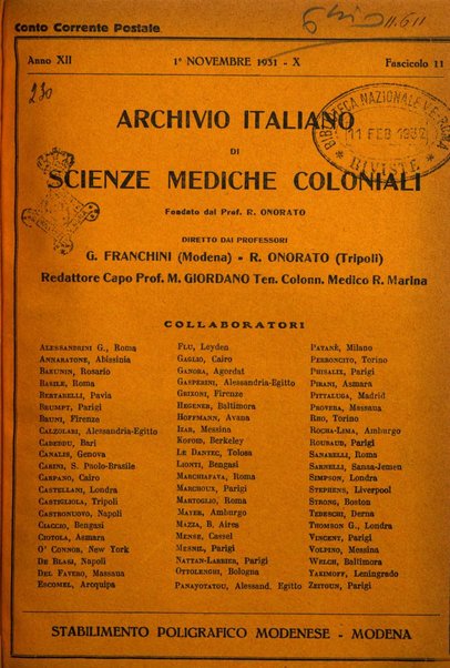 Archivio italiano di scienze mediche coloniali