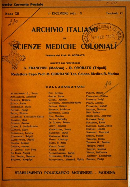 Archivio italiano di scienze mediche coloniali