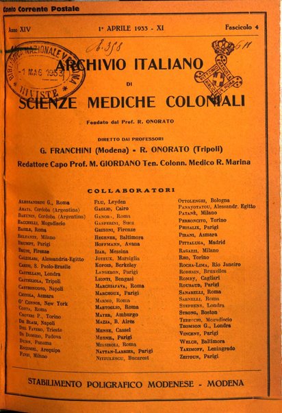 Archivio italiano di scienze mediche coloniali